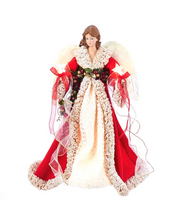 Load image into Gallery viewer, KURT ADLER 16&quot; UL 10-LIGHT RED &amp; IVORY ANGEL CHRISTMAS TREE TOPPER UL2218
