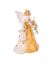 Load image into Gallery viewer, KURT ADLER 16&quot; UL 10-LIGHT CREME &amp; GOLD ANGEL CHRISTMAS TREE TOPPER UL2216
