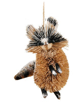 Load image into Gallery viewer, GALLERIE II 4&quot; NATURAL BURI BRISTLE RACCOON WOODLAND ANIMAL CHRISTMAS ORNAMENT
