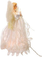 Load image into Gallery viewer, KURT ADLER 10 LIGHT IVORY ANGEL w/FEATHER WINGS CHRISTMAS TREE TOPPER DECORATION
