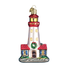 Load image into Gallery viewer, OLD WORLD CHRISTMAS LIGHTHOUSE COASTAL NAUTICAL GLASS CHRISTMAS ORNAMENT 20003
