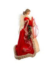 Load image into Gallery viewer, KURT ADLER 16&quot; UL 10-LIGHT RED &amp; IVORY ANGEL CHRISTMAS TREE TOPPER UL2218
