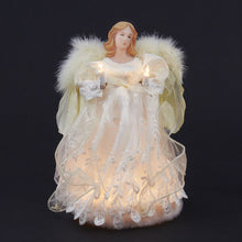 Load image into Gallery viewer, KURT ADLER 10 LIGHT IVORY ANGEL w/FEATHER WINGS CHRISTMAS TREE TOPPER DECORATION
