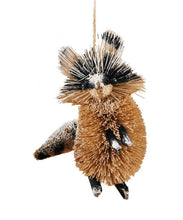 Load image into Gallery viewer, GALLERIE II 4&quot; NATURAL BURI BRISTLE RACCOON WOODLAND ANIMAL CHRISTMAS ORNAMENT
