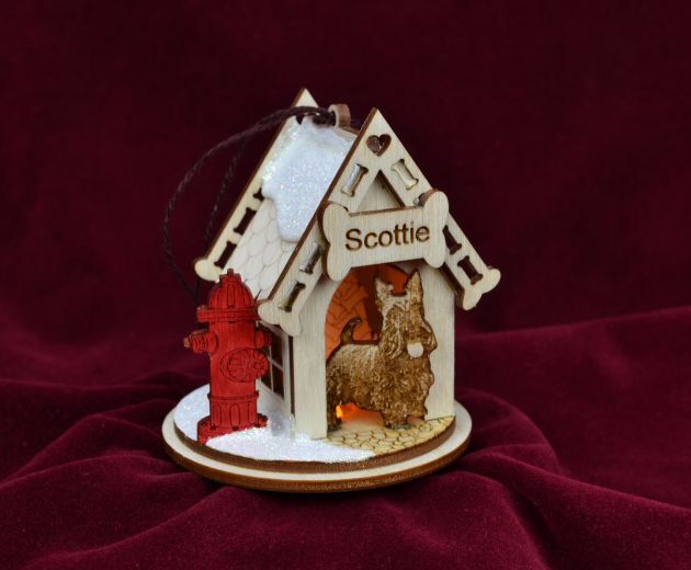 GINGER COTTAGES K9 COTTAGES SCOTTISH TERRIER XMAS ORNAMENT MADE IN USA K9107