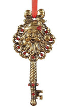 Load image into Gallery viewer, GALLERIE II 4.5&quot; GOLD FINISHED METAL SANTA KEY w/RED GEMSTONES XMAS ORNAMENT
