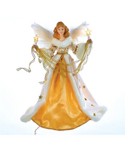 Load image into Gallery viewer, KURT ADLER 16&quot; UL 10-LIGHT CREME &amp; GOLD ANGEL CHRISTMAS TREE TOPPER UL2216
