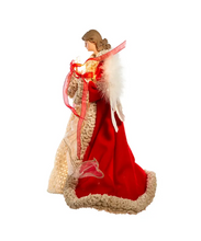 Load image into Gallery viewer, KURT ADLER 16&quot; UL 10-LIGHT RED &amp; IVORY ANGEL CHRISTMAS TREE TOPPER UL2218
