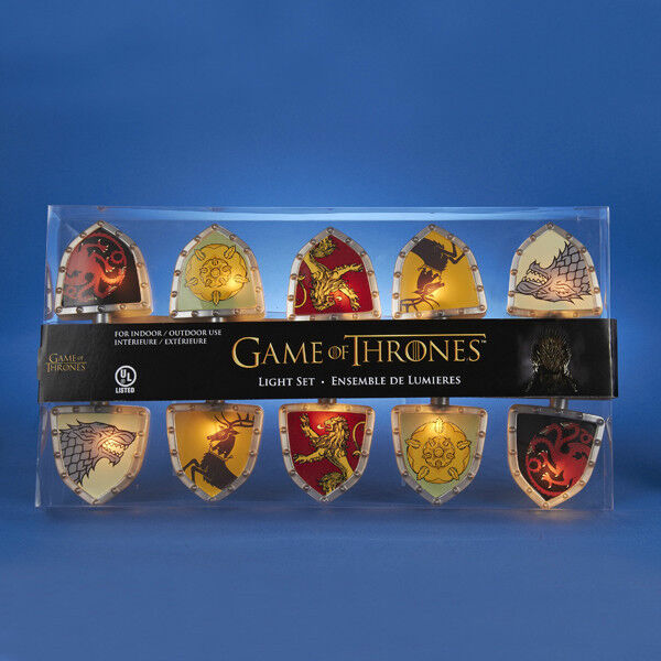 KURT S. ADLER OFFICIALLY LICENSED GAME OF THRONES SHIELD 10 LIGHT SET