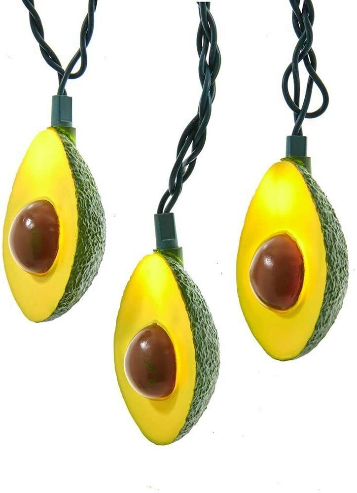 KURT ADLER PLASTIC AVOCADO 10 LIGHT SET NOVELTY CHRISTMAS LIGHTS UL4337