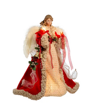 Load image into Gallery viewer, KURT ADLER 16&quot; UL 10-LIGHT RED &amp; IVORY ANGEL CHRISTMAS TREE TOPPER UL2218
