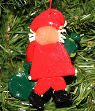 Load image into Gallery viewer, KURT ADLER VINTAGE 1990&#39;s CLAY DOUGH SANTA CLAUS HOLDING GIFT CHRISTMAS ORNAMENT
