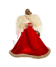 Load image into Gallery viewer, KURT ADLER 16&quot; UL 10-LIGHT RED &amp; IVORY ANGEL CHRISTMAS TREE TOPPER UL2218
