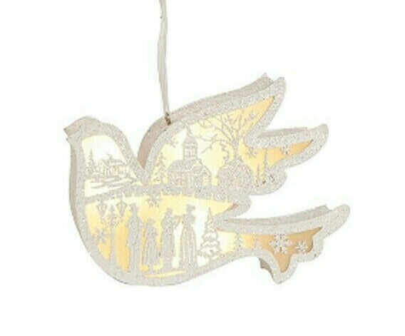 GALLERIE II WHITE DOVE LED LIGHTED CARDBOARD CUT-OUT SHADOW BOX XMAS ORNAMENT