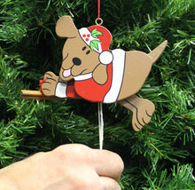 Load image into Gallery viewer, KURT S. ADLER VINTAGE 1990&#39;s ANIMATED WOODEN SANTA DOG CHRISTMAS TREE ORNAMENT
