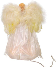 Load image into Gallery viewer, KURT ADLER 10 LIGHT IVORY ANGEL w/FEATHER WINGS CHRISTMAS TREE TOPPER DECORATION
