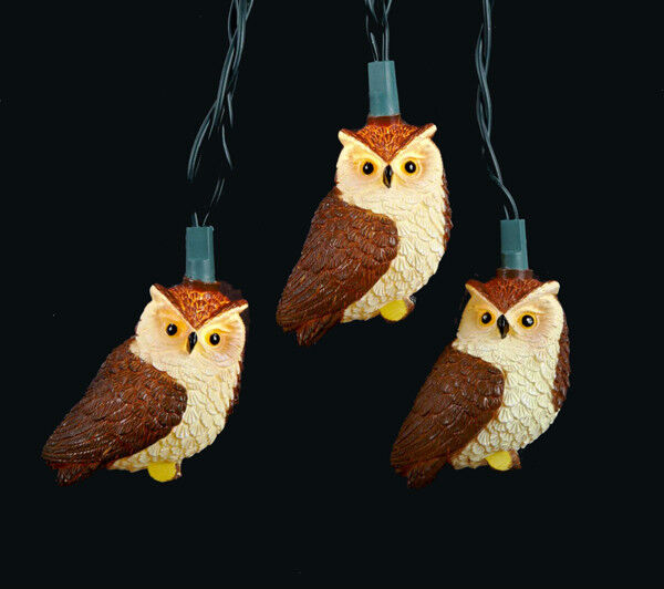 KURT S. ADLER NOVELTY BROWN OWL CHRISTMAS LIGHTS 10 LIGHT SET