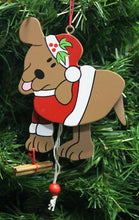 Load image into Gallery viewer, KURT S. ADLER VINTAGE 1990&#39;s ANIMATED WOODEN SANTA DOG CHRISTMAS TREE ORNAMENT
