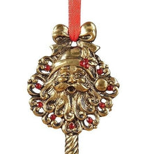 Load image into Gallery viewer, GALLERIE II 4.5&quot; GOLD FINISHED METAL SANTA KEY w/RED GEMSTONES XMAS ORNAMENT
