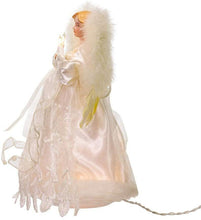 Load image into Gallery viewer, KURT ADLER 10 LIGHT IVORY ANGEL w/FEATHER WINGS CHRISTMAS TREE TOPPER DECORATION
